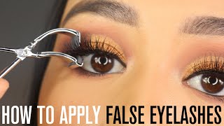 HOW TO APPLY FALSE EYELASHES  BEGINNERS GUIDE [upl. by Ydaf]