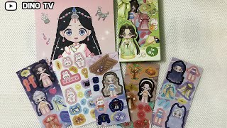 🌈PaperDIY🌈 Sweet Girls DIY Sticker Book with Lena Lisa Elsa Anna Rose paperdiy asmr [upl. by Aenal]