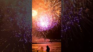 Fireworks illuminating the beach sky [upl. by Ihcekn]