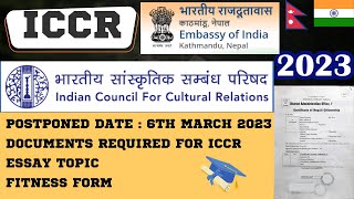 ICCR Indian Embassy Scholarship for Nepali Students 2023 😱🔥 Documents Required🔥😱 [upl. by Aylward]