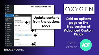 Create an options page when using ACF free and then use to update website content  Free plugins [upl. by Aihsiek689]