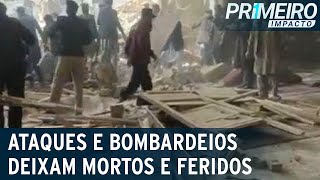 Mundo em guerras ataques e bombardeios no Paquistão Israel e Ucrânia  Primeiro Impacto 300123 [upl. by Leuqar]