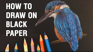 How to Draw with Colored Pencils on Black Paper TIPS and WALKTHROUGH [upl. by Manoff]