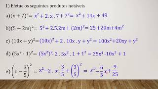 Produtos notáveis  Exercícios resolvidos  Profª Camila Monteiro [upl. by Ahseuqram157]