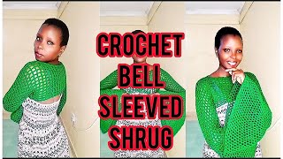 Crochet Bell Sleeved Shrug Tutorial How to crochet Bell Sleeved Shrug [upl. by Akamahs]