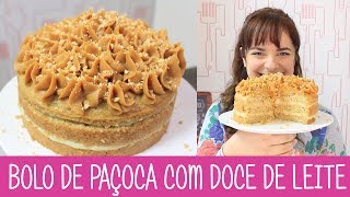 BOLO DE PAÇOCA COM DOCE DE LEITE  345  Receitas da Mussinha [upl. by Assenej582]