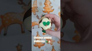 Christmas Pudding profiteroles🎄🎅 christmasbaking festivebaking christmas profiteroles baking [upl. by Stanway]