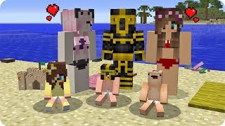 MASSI Y MASSIA VAN A LA PLAYA EN MINECRAFT [upl. by Madelon]