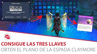 CONSIGUE las 3 LLAVES ► ABRE la reja de la MINA  GUIA ESPADA CLAYMORE INAZUMA  Genshin Impact [upl. by Ardiek]