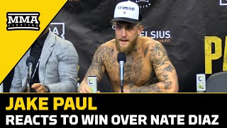 Jake Paul Reacts To Beating Nate Diaz  MMA Fighting [upl. by Enidualc]