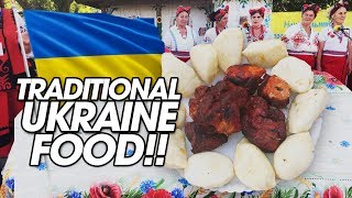 Traditional Ukrainian Food Challenge w Shashlik Vareniki and Borscht [upl. by Nosretep]