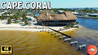 Cape Coral Florida  Cape Coral Beach Aerial View [upl. by Ecirtak]