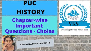 Important Questions –Cholas Chapter 46 PUC History Karnataka State Syllabus [upl. by Nitaj]