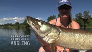 Sightfishing a big Musky on a Jerkbait  Uncut Angling [upl. by Ardnait]