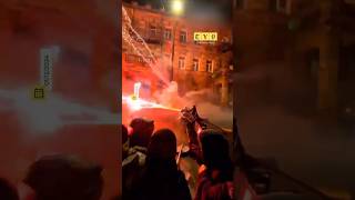 Protesters used fireworks against riot police in Georgia [upl. by Dygert784]