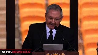 Cuban President Raúl Castro delivers remarks at Nelson Mandela memorial [upl. by Aikram]