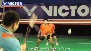 Doubles play training 3  Front court multiple shuttlecock practice [upl. by Klump]