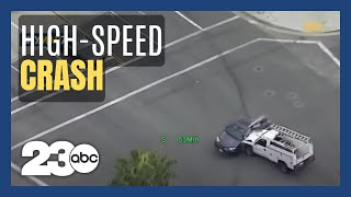 LIVE Police chase underway in LA area HUGE CRASH [upl. by Polik435]