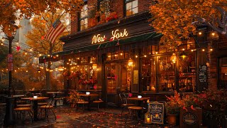 🍁 Cozy Autumn Coffee Shop Ambience with Elegant Jazz Music ☕ Smooth Piano Jazz for a Relaxing Mood [upl. by Desimone67]