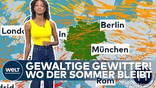 DEUTSCHLAND quotLokale Unwettergefahrquot Brütende Hitze und gewaltige Gewitter So wird das Wetter [upl. by Ellah]