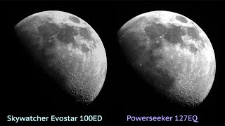 Moon Comparison ZWO ASI 183MC  Celestron 127EQ Reflector vs Skywatcher Evostar 100ED APO Refractor [upl. by Caroline]