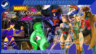 Marvel vs Capcom 2  MvC Fighting Collection PCSteam  GambitPsylockeCammy Playthrough [upl. by Trebmal383]