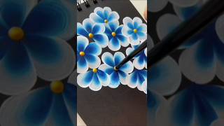 Paint a beautiful one stroke flowers🌼💙art painting shorts flowerart viralvideo [upl. by Larkin]