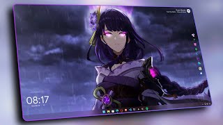 This is The BEST Raiden Shogun Desktop Setup  Genshin Impact Theme for Windows [upl. by Skolnik]