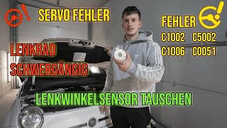 Fiat 500 Servolenkung Schwergängig fällt aus Code C1002 C5002 C1006 C0051 Lenkwinkelsensor tauschen [upl. by Aleahcim]