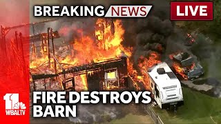 LIVE SkyTeam 11 is over a barn fire in Sparks  wbaltvcom [upl. by Yllek]