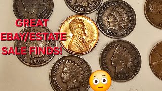 Rare Finds Ebay and Estate Sale Coin Roll Finds Indian Head Cents and Wheat Cents unboxing [upl. by Shandra]