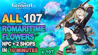 All 107 Romaritime Flower Locations Genshin Impact  Freminet Ascension Materials  Detailed Route [upl. by Lladnik598]