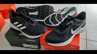 ADIDAS DURAMO 9 vs NIKE DOWNSHIFTER 10 Live Review Ulasan Indonesia  Sepatu RunningLari [upl. by Llain]