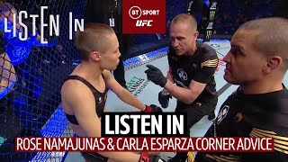 Listen In Rose Namajunas and Carla Esparza cornering at UFC 274 [upl. by Paymar]