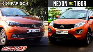 Tata Nexon vs Tata Tigor Comparison  Hindi  MotorOctane [upl. by Buffo]