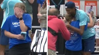 Tennis ball girl left in tears over stars classy gesture after hitting her in the face [upl. by Nevyar960]