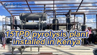 DOING pyrolysis machine project in 【kenya 】Waste tyre to fuel oil recycliing production line [upl. by Linnie]