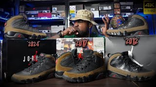 AIR JORDAN RETRO 9 quotOLIVEquot 2024 VS 2012 COMPARISON  MAJOR UPGRADE [upl. by Let]