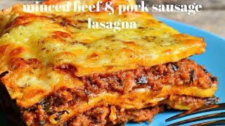 BEST TASTIEST LASAGNA RECIPE EVER  MINCED BEEF AND PORK SAUSAGE LASAGNA RECIPE  KALUHIS KITCHEN [upl. by Rimhsak]