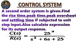 Problem to calculate rise time peak time  peak overshoot  Max Peak Overshoot and settling time [upl. by Lamont]