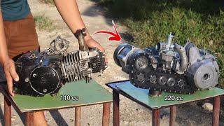 I Turn Motorcycle engine Into Opposed piston engine [upl. by Aleuname]