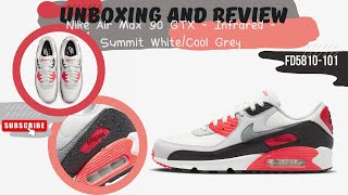 Nike Air Max 90 GTX  Infrared  Summit WhiteCool Grey FD5810101 [upl. by Segroeg696]