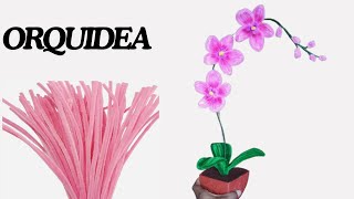 Orquidea con limpiapipas tutorial paso a paso pipe cleaner flower [upl. by Largent]