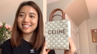 Celine Mini Vertical Cabas Tote  Triomphe Canvas  Bag Review [upl. by Nabla]