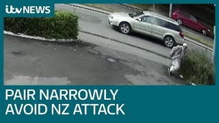 Christchurch CCTV shows late father and son making narrow escape from NZ gunman  ITV News [upl. by Yarled535]