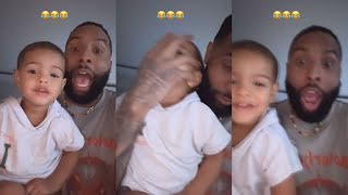 Odell Beckham Palms His Son’s Face As They’re Screaming At The Camera [upl. by Eladnor]