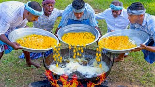 EGG in HOT OIL  Fried Eggs Recipe Cooking Village  Egg Fried in Oil  Fried Egg Puffs Recipe [upl. by Ynetsed]