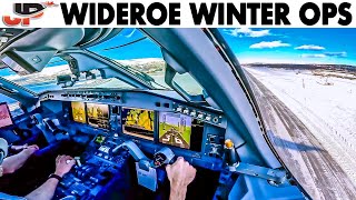 Wideroe Cockpit E190E2 amp Dash 8 Winter Ops into 14 Airports [upl. by Prissie]