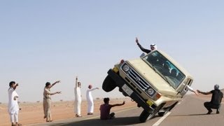 Saudi Arabians in sidewalk skiing car stunt craze [upl. by Oaoj]