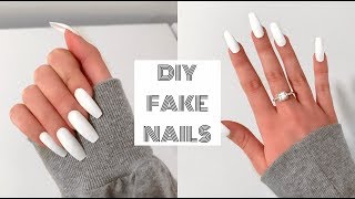 HOW TO DO FAKE NAILS AT HOME FOR BEGINNERS  Acrylic Nails Under 30 [upl. by Esiuole757]